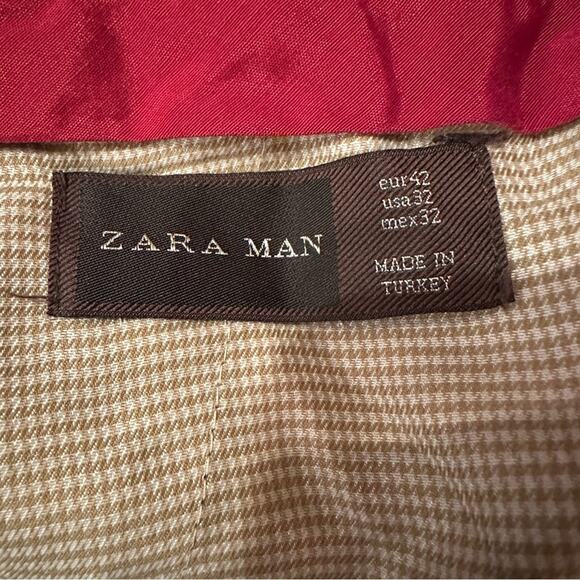 Zara Man Black & White "Gray" Houndstooth Mid Rise Straight Leg Dress Pants 32 - Picture 6 of 10